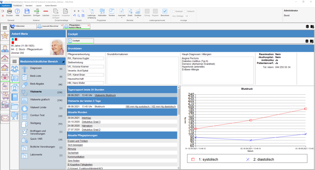 Modul Pflegemanager, zur Dokumentation von Haut- und Wundprobleme, festlegen von Behandlungen.