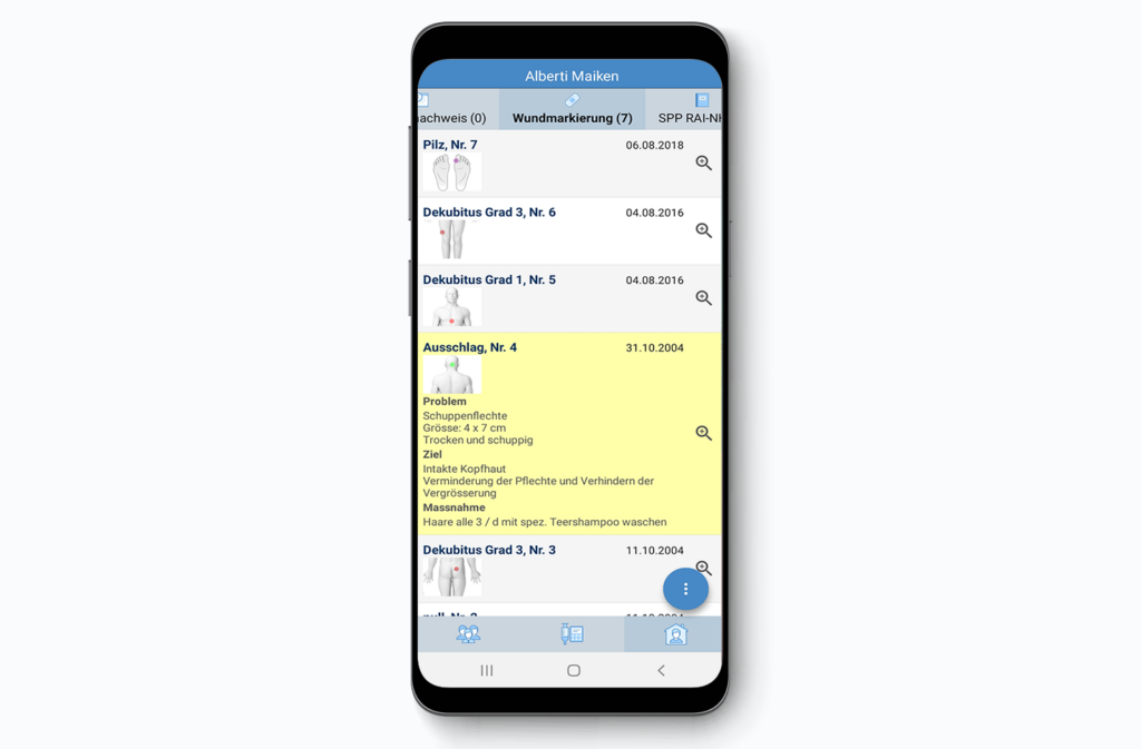 Mobile App Pflegemanager Wunddokummentation
