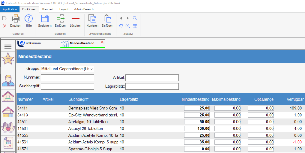 Modul Lagerbuchhaltung, rationelle Führung des Warenlagers, Buch- und Reservationsbestände pro Artikel.